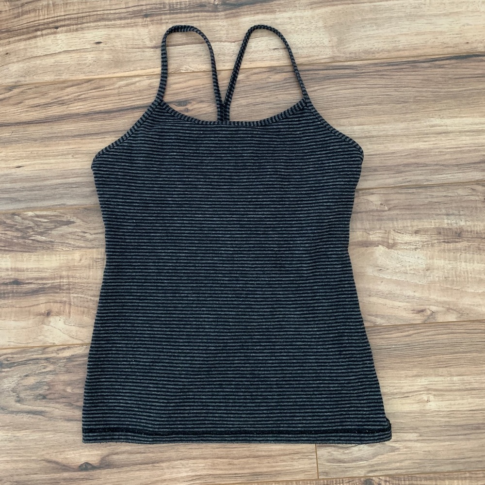 Lululemon Power Y, grey & black stripe, size 8